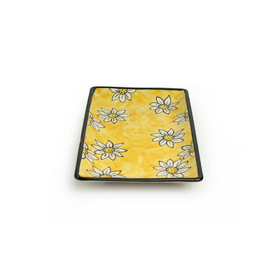 'Californian Sunflowers' Hand-Painted Ceramic Serving Platter (11 Inches)