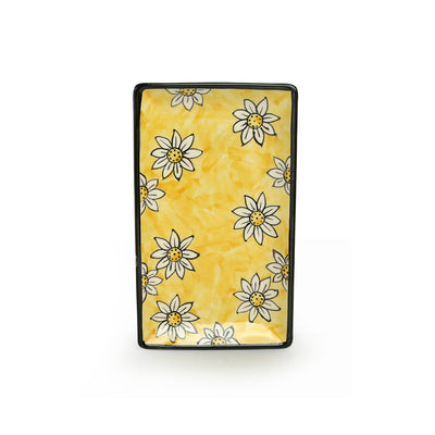 Californian Sunflowers' Hand-Painted Ceramic Serving Platters (Set of 2 | 11 Inches)