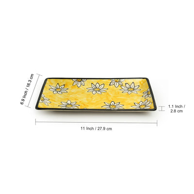 Californian Sunflowers' Hand-Painted Ceramic Serving Platters (Set of 2 | 11 Inches)