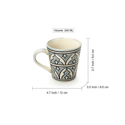 Arabian Nights' Hand-Painted Ceramic Tea & Coffee Mugs (Set of 2 | 240 ML | Microwave Safe)