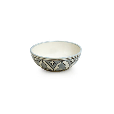 Arabian Nights' Hand-Painted Ceramic Serving Bowls (Set of 2 | 230 ML | Microwave Safe)
