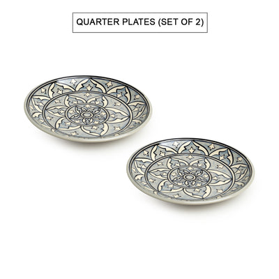 Arabian Nights' Hand-Painted Ceramic Side/Quarter Plates (Set of 2 | 7 Inches | Microwave Safe)