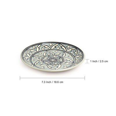 Arabian Nights' Hand-Painted Ceramic Side/Quarter Plates (Set of 4 | 7 Inches | Microwave Safe)
