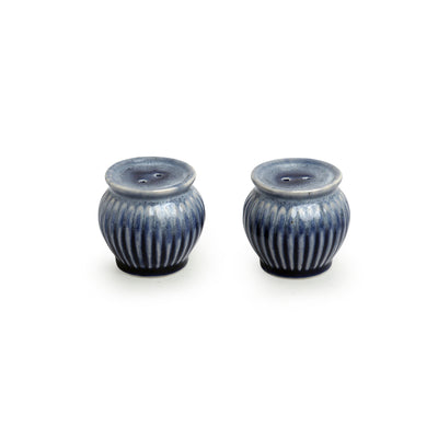 Sapphire Swirl' Hand Glazed Studio Pottery Salt & Pepper Shakers In Ceramic (Set of 2 | 60ml)