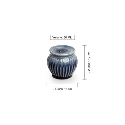 Sapphire Swirl' Hand Glazed Studio Pottery Salt & Pepper Shakers In Ceramic (Set of 2 | 60ml)