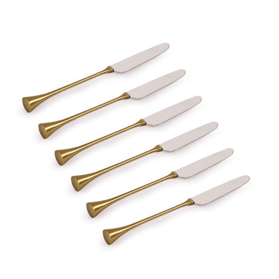'Endearing Enigma' Hand-Crafted Butter Knives In Stainless Steel & Brass (Set of 6)