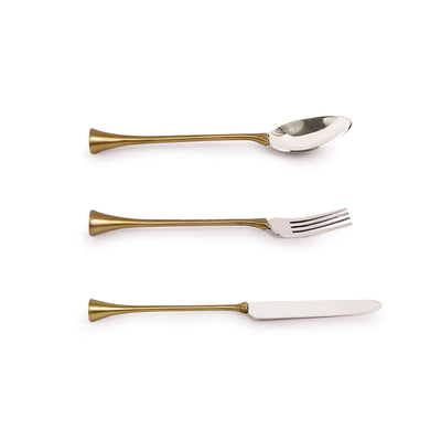 'Magnificent Enigma' Hand-Crafted Table Cutlery Set In Stainless Steel & Brass (Set of 5)