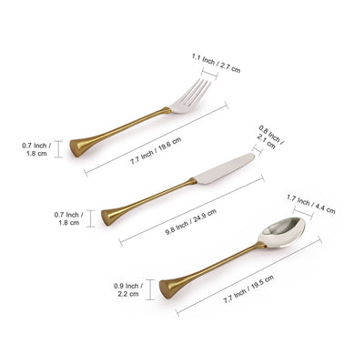 'Magnificent Enigma' Hand-Crafted Table Cutlery Set In Stainless Steel & Brass (Set of 5)