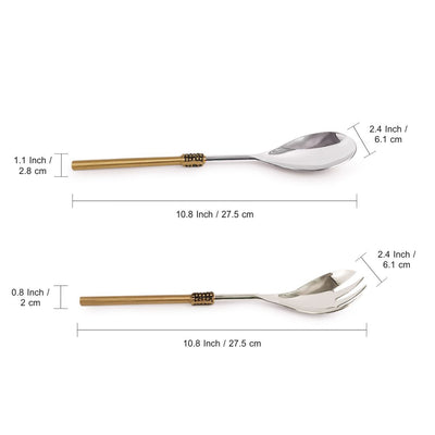 'Astounding Enigma' Hand-Crafted Spatula Set In Stainless Steel And Brass (Set of 2)