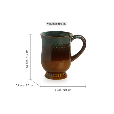 Amber & Teal' Studio Pottery Tea & Coffee Mug  In Ceramic (350ML | Microwave Safe)