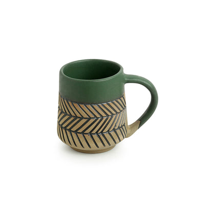 Chevron Waves' Handcrafted Ceramic Tea & Coffee Mug (280 ML | Microwave Safe)