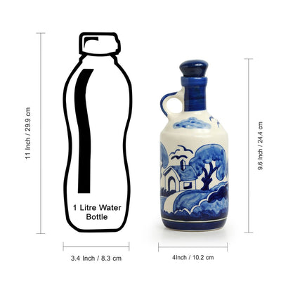 'Vibing Village' Hand-Painted Oil Bottle In Ceramic (960 ML)