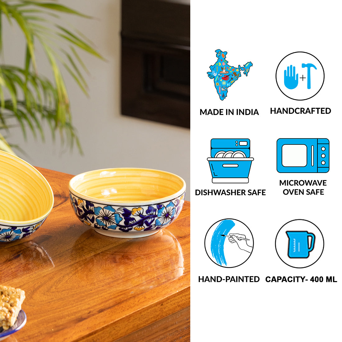 Amazon Large Serving Bowl Set Badamwari Bagheecha' Hand-Painted