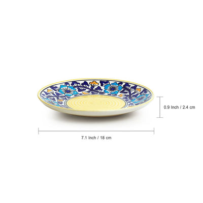 Badamwari Bagheecha' Hand-Painted Ceramic Side/Quarter Plates (Set of 2 | Microwave Safe)