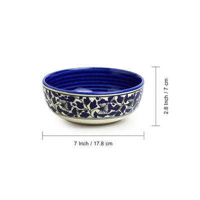 Badamwari Bagheecha-2' Hand-painted Large Ceramic Dinner Serving Bowl (Set of 1 | 720 ML | Microwave Safe)