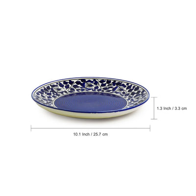 Badamwari Bagheecha-2' Hand-painted Ceramic Dinner Plates (Set of 4 | Microwave Safe)