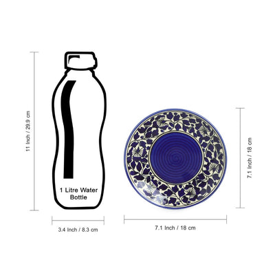 Badamwari Bagheecha-2' Hand-painted Ceramic Dinner Plates With Side/Quarter Plates & Dinner Katoris (12 Pieces | Serving for 4 | Microwave Safe)
