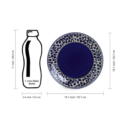 Badamwari Bagheecha-2' Hand-painted Ceramic Dinner Plates With Dinner Katoris (8 Pieces | Serving for 4 | Microwave Safe)