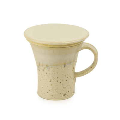 Handcrafted 'Studio Pottery' Green Tea Filter Mug In Creamish White