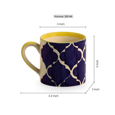 'Ocean Caffeine Hangouts' Handpainted Tea & Coffee Cups In Ceramic (Set Of 6)