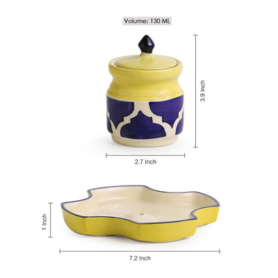 'Pickles-Fours' Handpainted Ceramic Pickle & Chutney Jars (Set Of 4)