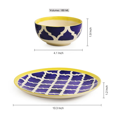 'Moroccan Platter Pack' Handpainted Plate With Serving Bowl Set Of 2 In Ceramic