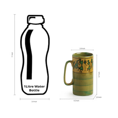 'Drink Two Glory' Handpainted Beer & Milk Mugs In Ceramic (Set Of 2)