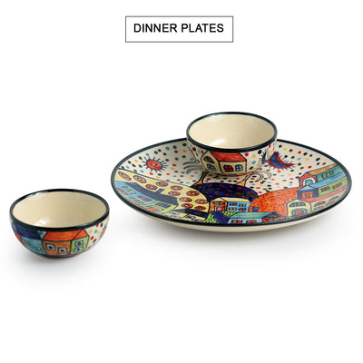 'The Hut Platter Pack' Hand-Painted Ceramic Plate With Serving Bowls Set
