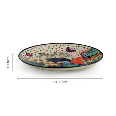 The Hut Couple' Hand-Painted Ceramic Dinner Plates (10 Inch | Set Of 2)