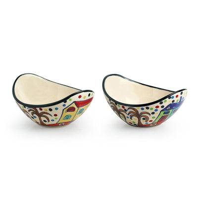 'The Hut Curved Serving' Hand-Painted Ceramic Bowls (Set Of 2)