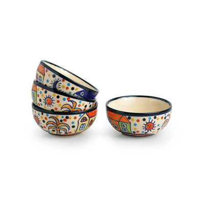 'The Serving Hut Goblets'  Hand-Painted Serving Bowls In Ceramic (Set Of 4)