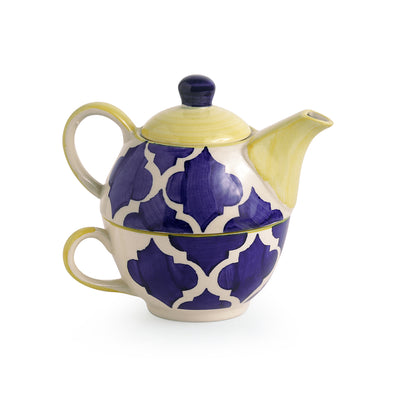 'The Kette-Cup' Moroccan Handpainted Tea Set In Ceramic