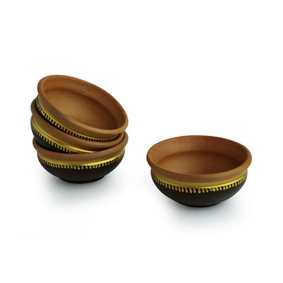 'Terra-Serves' Hand-Painted Serving Bowls In Earthen Terracotta (Set Of 4)