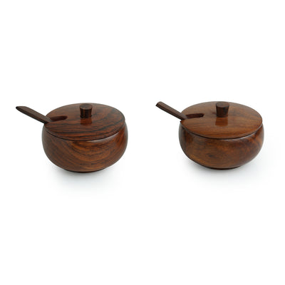 'Wood Pot Belly' Handcrafted Wooden Refreshment Jars And Tray