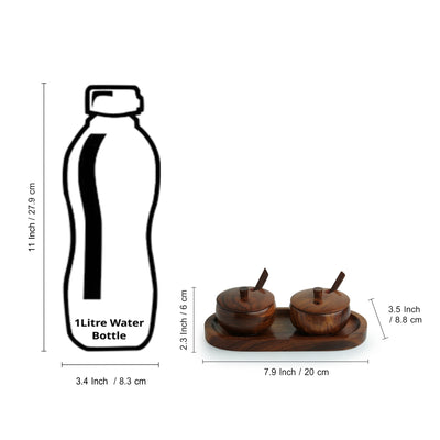 'Wood Pot Belly' Handcrafted Wooden Refreshment Jars And Tray