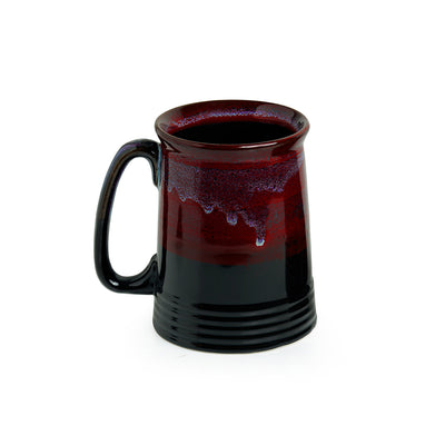 'Crimson Inquisitiveness' Hand Glazed Studio Pottery Ceramic Beer & Milk Mugs (Set Of 2)