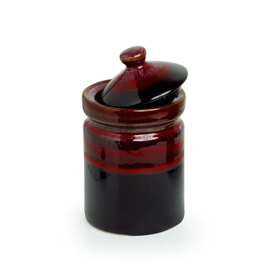 'Magma Echoing' Hand Glazed Studio Pottery Ceramic Multi-Utility Storage Jars & Containers (940 ML)