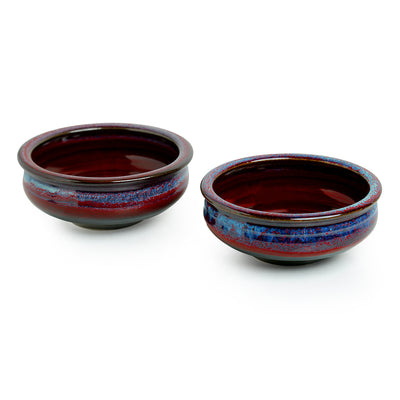 'Dusk of the Day' Hand Glazed Studio Pottery Ceramic Serving Bowls (Set Of 2)