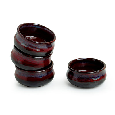 'Blushing Lava' Hand Glazed Studio Pottery Ceramic Chutney & Pickle Bowls (Set Of 4)