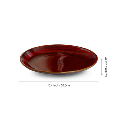 Crimson Frisbee' Hand Glazed Studio Pottery Ceramic Dining Plates (10 Inch | Set of 2)