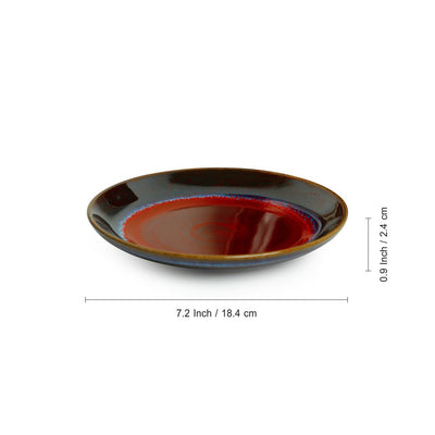 Crimson Frisbee' Hand Glazed Studio Pottery Ceramic Quarter Plates (7 Inch | Set of 2)