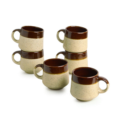 Cocoa Sips' Handglazed Studio Pottery Coffee & Tea Cups In Ceramic (Set of 6)