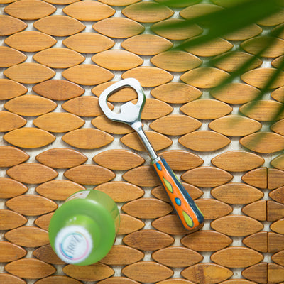 The Mughal Aakar' Hand-Painted Bottle Opener In Stainless Steel & Ceramic