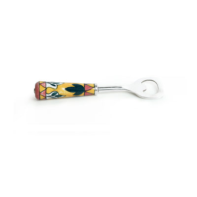 The Mughal Patti' Hand-Painted Bottle Opener In Stainless Steel & Ceramic