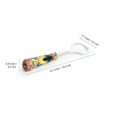 The Mughal Patti' Hand-Painted Bottle Opener In Stainless Steel & Ceramic