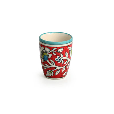 Mughal Rims' Floral Hand-painted Tea & Coffee Mugs In Ceramic (Set of 2)