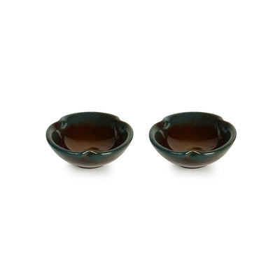 'Amber & Teal' Studio Pottery Chutney & Pickle Bowls In Ceramic (Set Of 2)