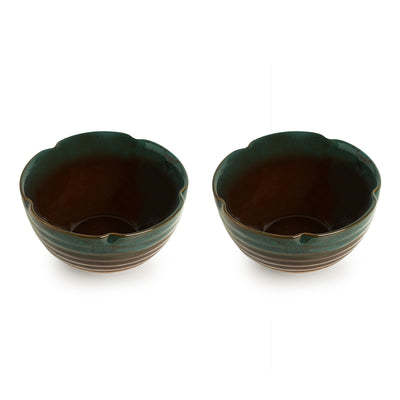 'Amber & Teal' Serving Bowls In Ceramic (Set Of 2)