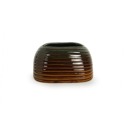 'Amber & Teal' Studio Pottery Napkin Holder In Ceramic