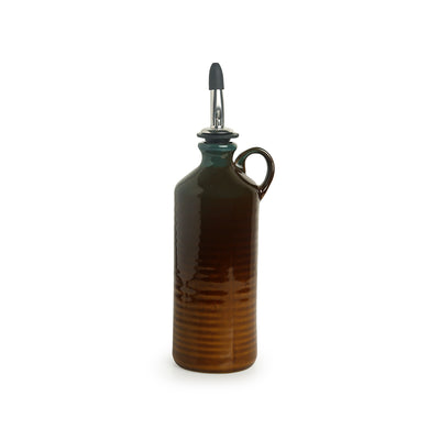'Amber & Teal' Studio Pottery Oil Bottle In Ceramic (250 ml)